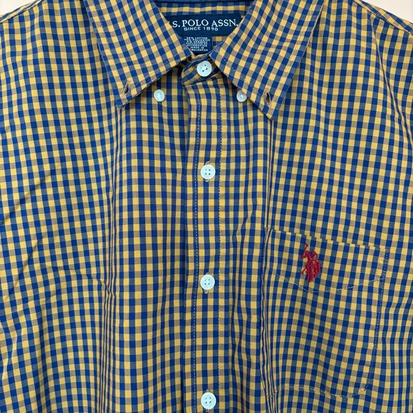 US Polo Assn. Men’s Yellow/Navy Button Down Top L - Picture 3 of 13